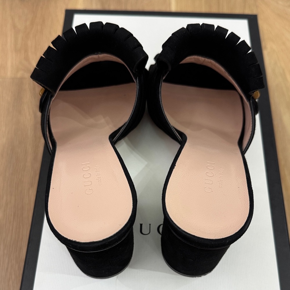 Gucci Marmont 75mm Mule Sandals – Black Suede – Size 37.5 - Picture 9 of 15